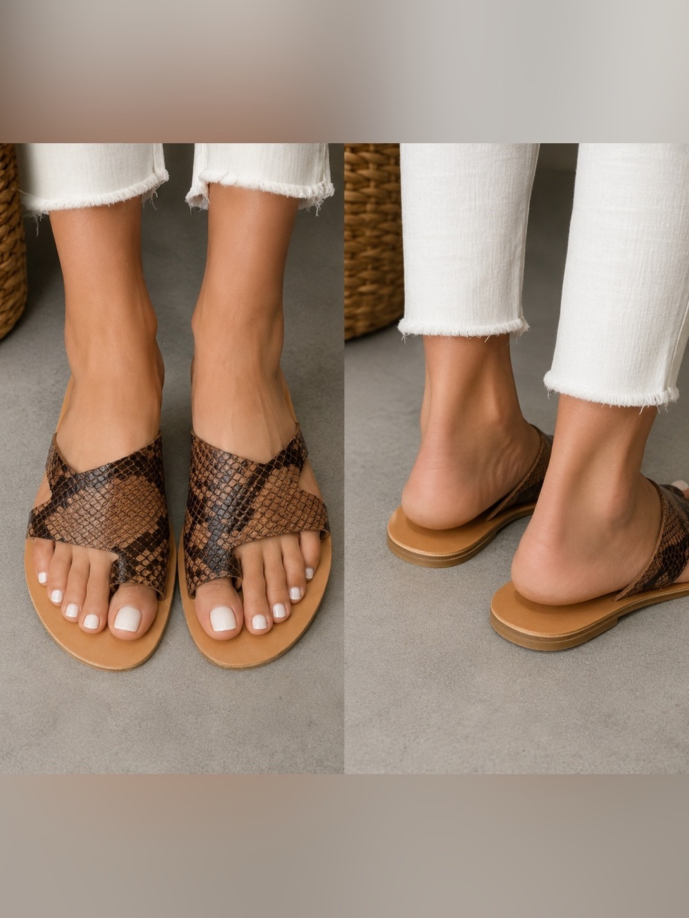 Ancient Greek Sandals Snakeskin Brown Sandals Size 8
